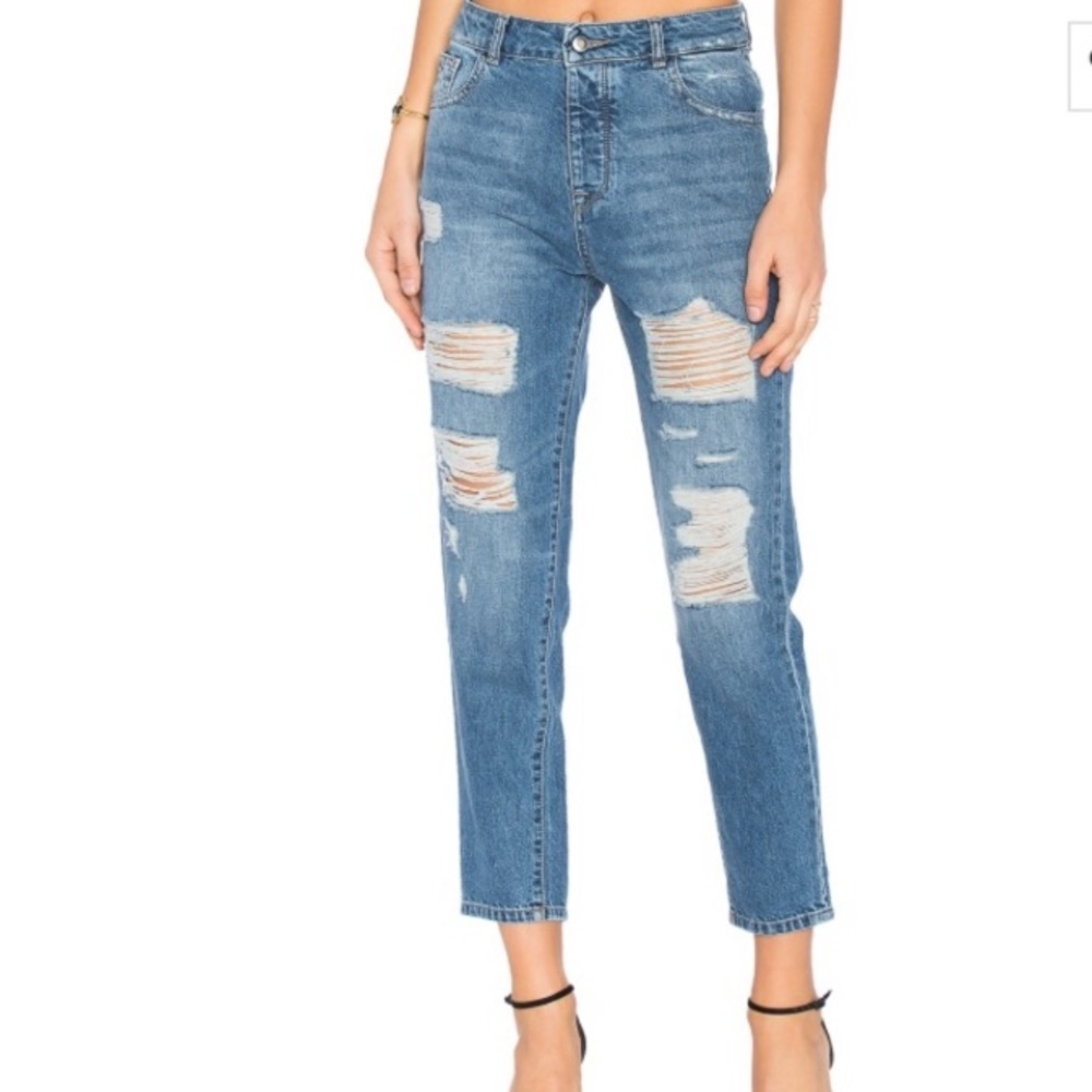 DL1961 Goldie high rise shredded boyfriend jean 28